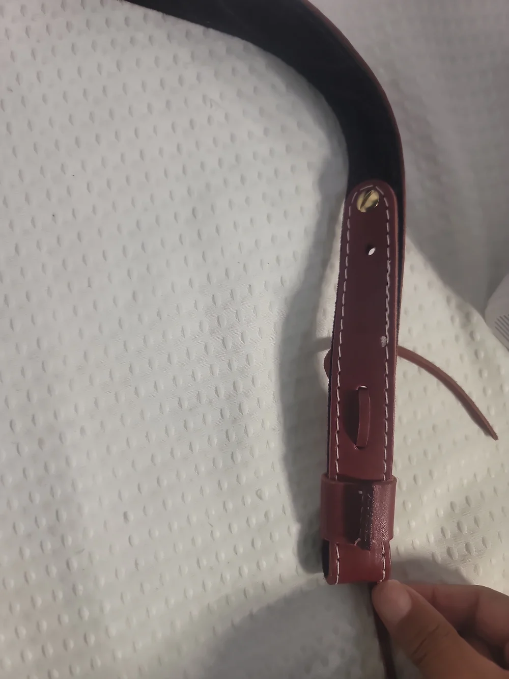 Browning Maroon Leather Rifle Sling with White Contrast Stitching